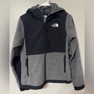 The North Face Black and Gray Fleece Denali with Hood Size Small